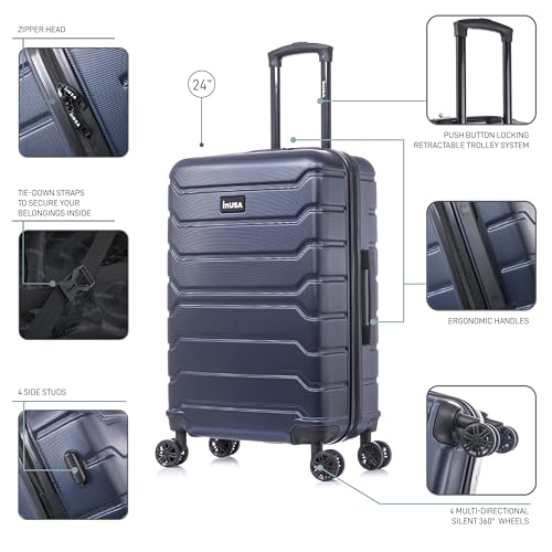 Image of InUSA TREND 24-Inch Medium Hardside Spinner Luggage Lightweight Blue