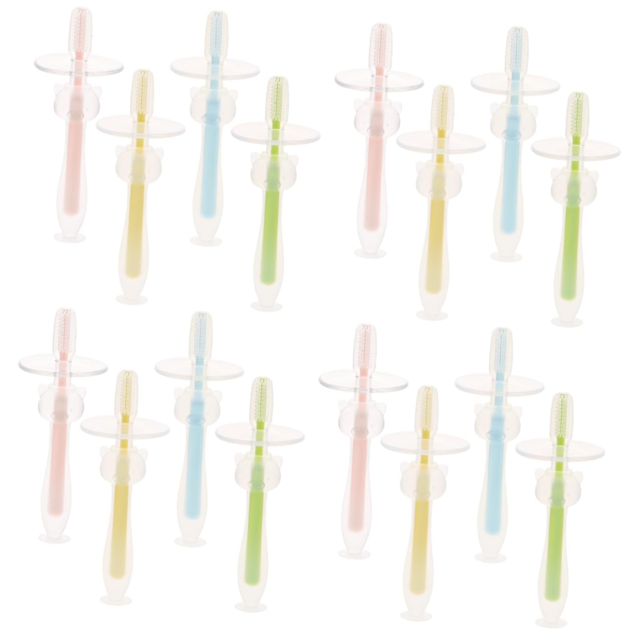 VICASKY 4 set di spazzolini da denti per neonati, primo spazzolino da denti modellato, spazzolino da denti per bambini, spazzolino da denti in silicone, gel di silice, 4 pezzi * 4