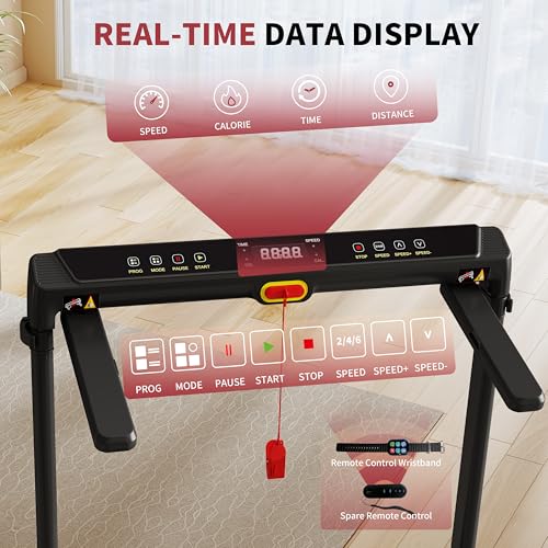 Image of Treadmill with Incline, 3 in 1 Under Desk Treadmill Walking Pad with Removable Desk Workstation 3.5HP Foldable Compact Walking Treadmills for Home Small Office with Wristband Remote Control