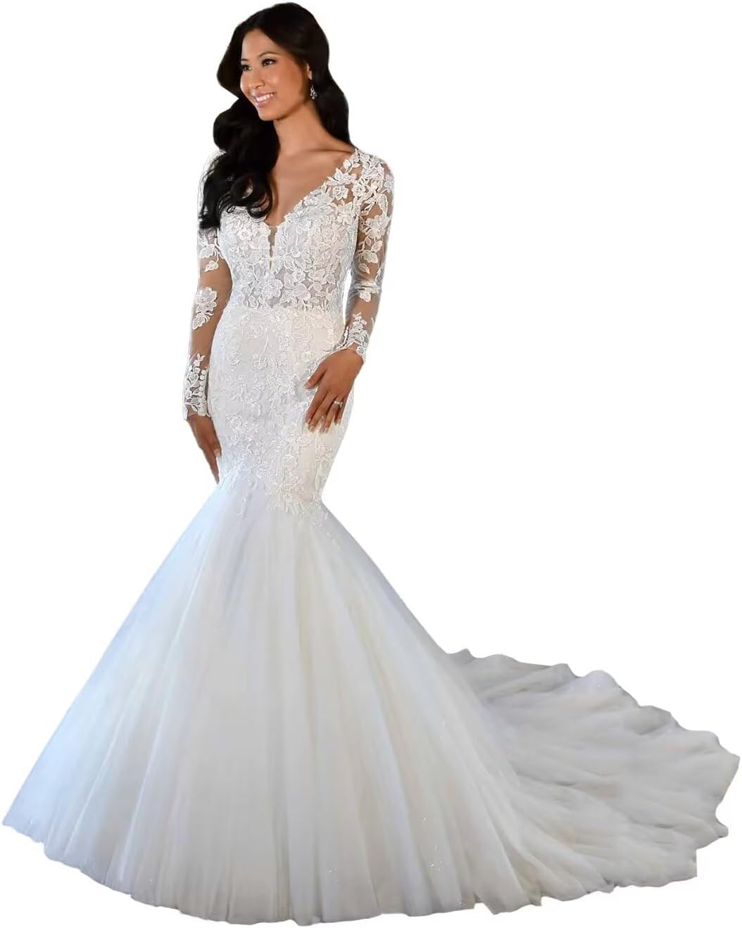 Appliques Lace Wedding Dresses for Bride Mermaid Wedding Gown Off Shoulder Tulle Bodycon Bridal Gowns