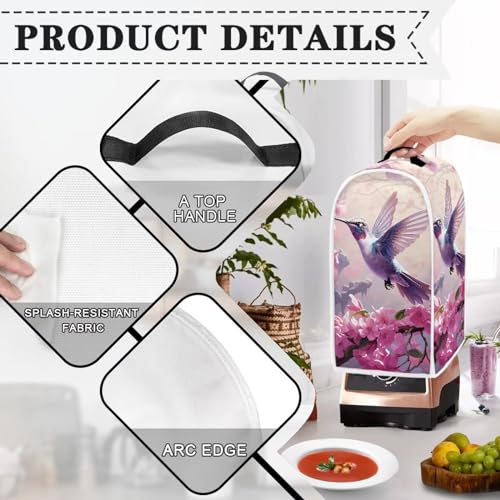 Image of Talayituse Hummingbird Cherry Blossom Blender Dust Cover with Handle, Stand Mixer or Coffee Maker Appliance Cover Anti Fingerprint Dust Proof Stain Resistant Blender Cover for Home Kitchen