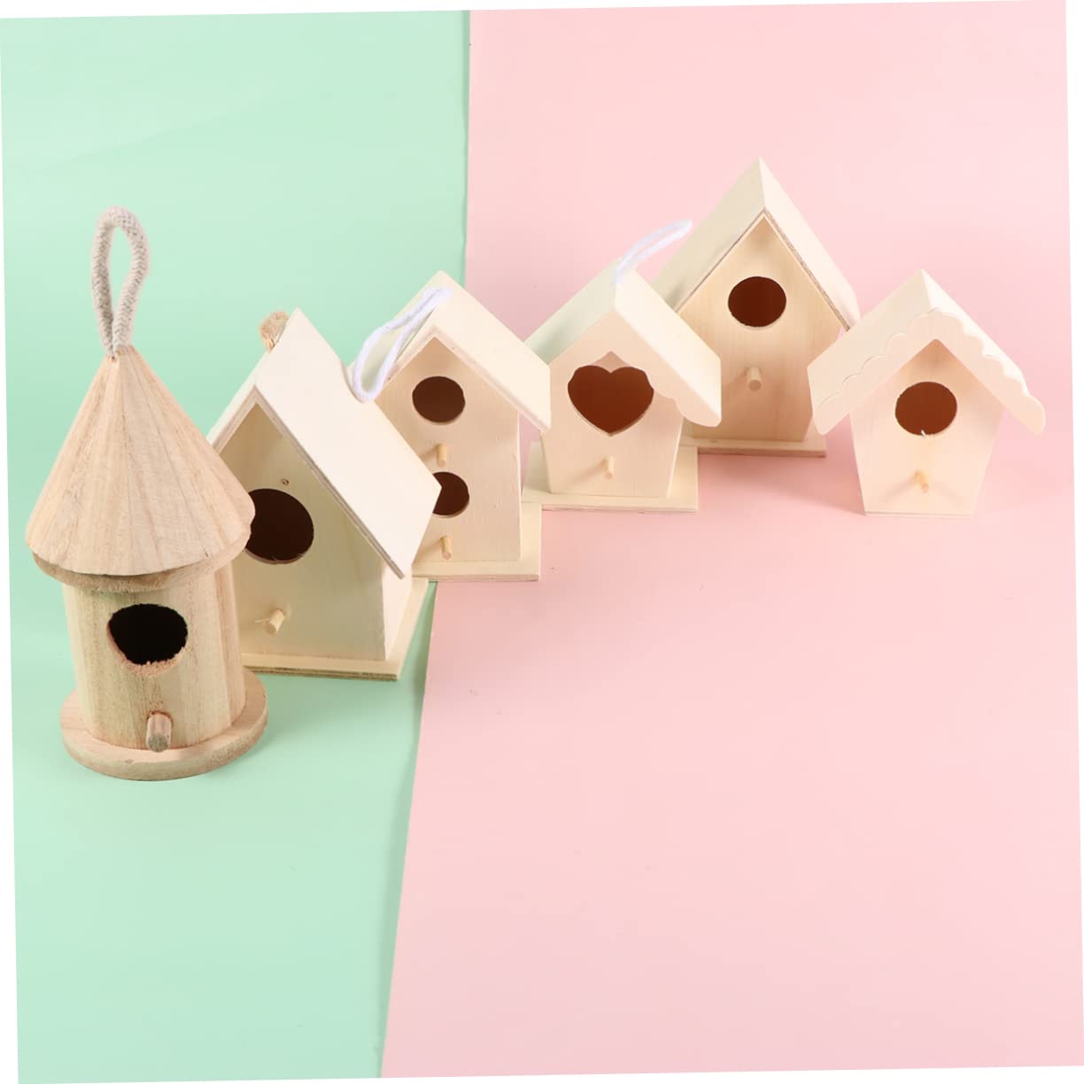 SEWACC 6 Stück Teiliges Diy Holzbausatz Vogelhaus Pädagogisches Bastelspielzeug für Bemalbarer Nistkasten mit Stabilem Standfuß Robuste Holzqualität als Dekoratives Desktopornament für