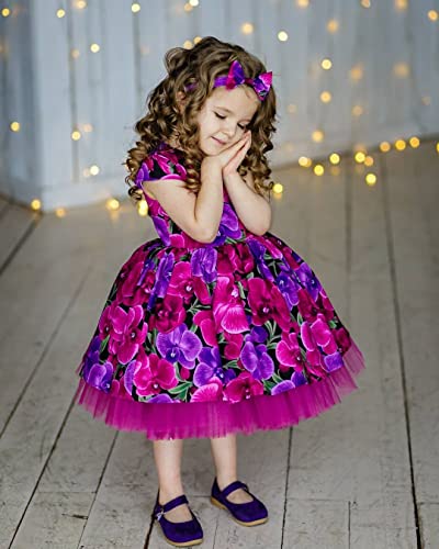 Floral Print Frock Christmas Party Baby Frock Dress Wedding Party Dresses Beautiful Frock Kids Dress By Sahju Super Store (6-7Y) #TOP1