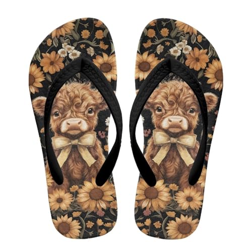 Uacyareni Chanclas para niños 27-36 EU, Bovinos y girasoles, 34 EU