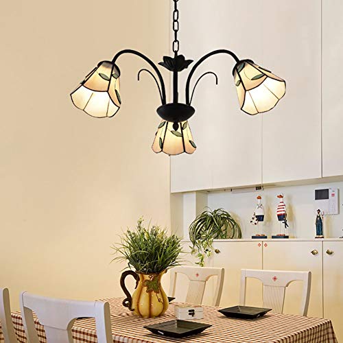 Chandelier retro 3 lumieres en verre teinte et suspension bronze