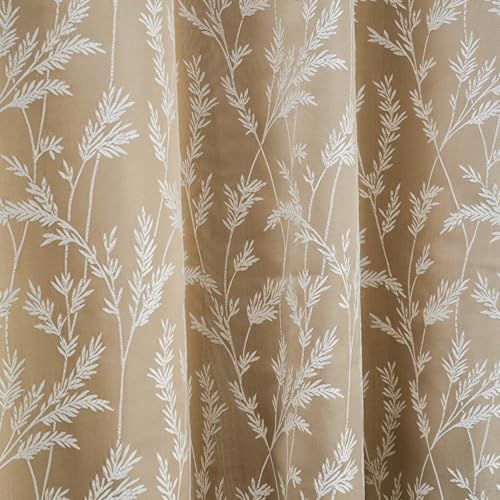 Image of haus & kinder Printed Jacquard Door Curtains 7 Feet Long Pack of 2 Door Curtains, 7 Feet Curtains for Door (Whispering Willows, Taupe 130x213 CM)