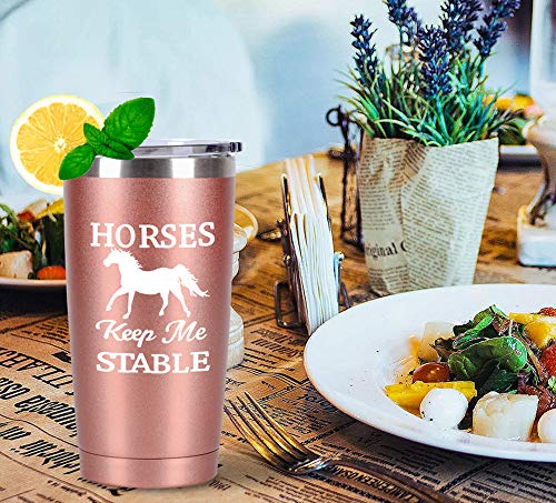 Horse Gifts For Women, Horses Keep Me Stable Travel Tumbler, Funny Birthday Christmas Gifts For Horse Lovers Equestrian Cowgirls Mom Friends Aunt Sister, 20 Oz Insulated Stainless Steel Tumbler #TOP1