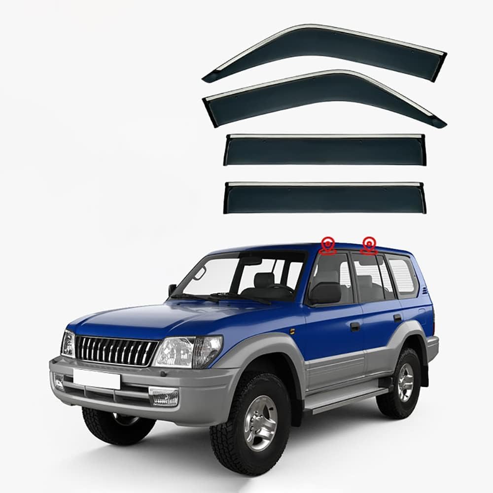 PANXUC Car Wind Deflectors for Land Cruiser Prado J90 1997-2001, Side Window Wind Rain Deflector Window Visor Sun Rain Guard Smoke Guards
