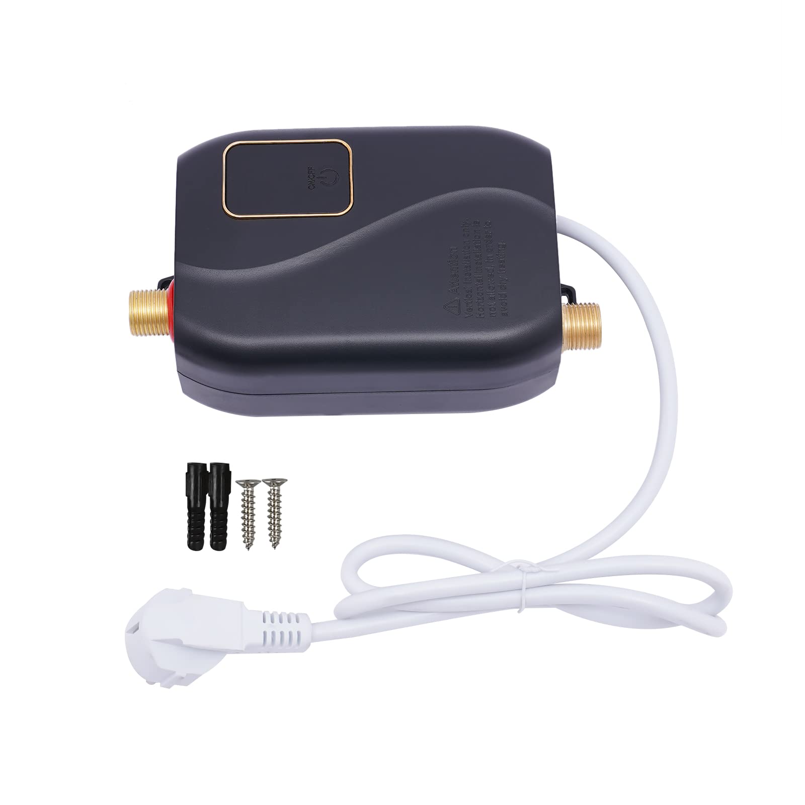Scaldacqua elettrico istantaneo, mini scaldabagno elettrico, display LCD, protezione antiperdita, IPX4, controllo temperatura veloce 25-50°C, per cucina, bagno, 12 x 20 cm, nero