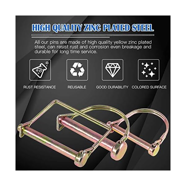 Glarks 20 Stück robustes PTO Pin Sortiment Kit für Bauernhofanhänger, Wagons Rasen Garten – Bild 4