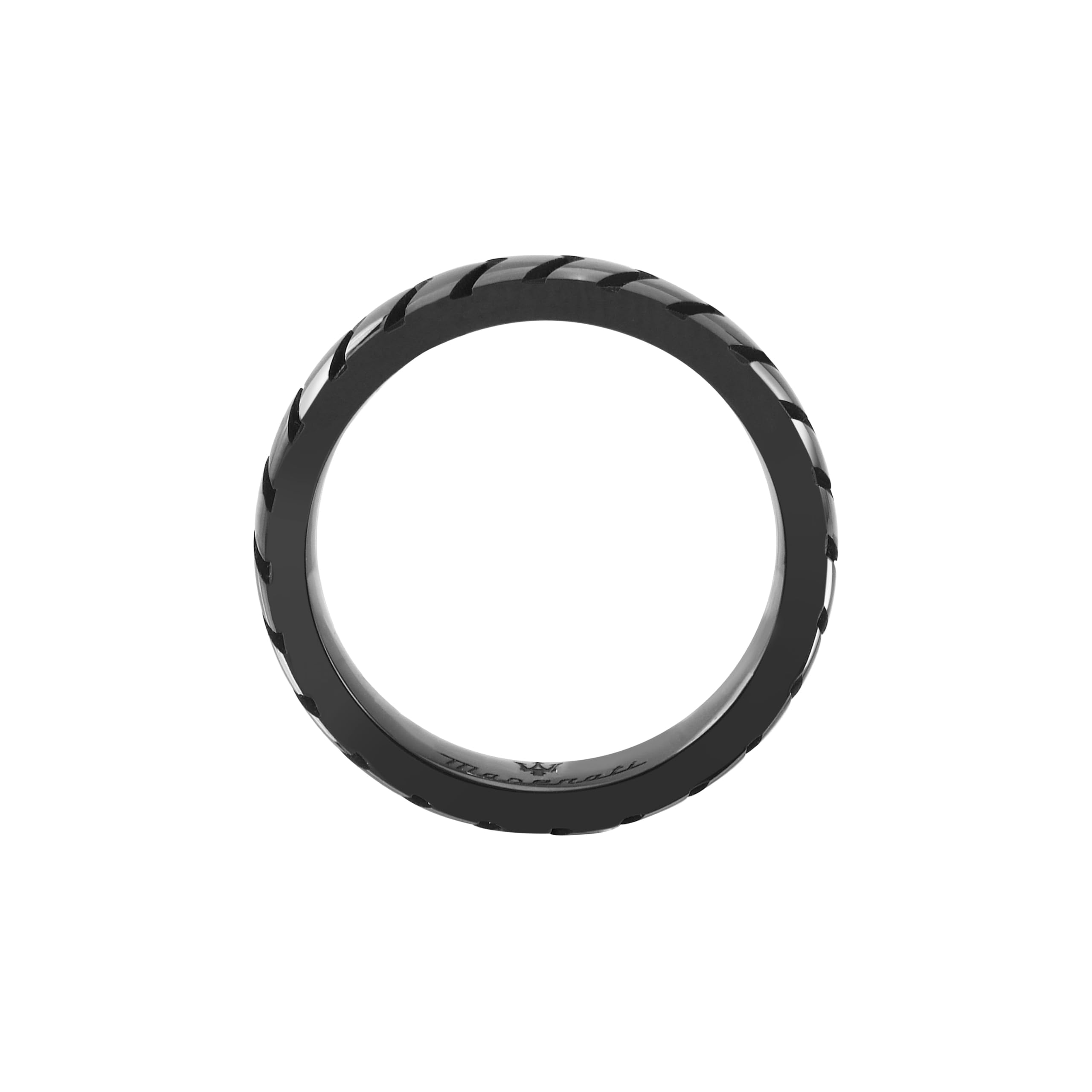 Maserati Anello Uomo in Ceramica, Nero, Collezione CERAMIC, Spina di Pesce