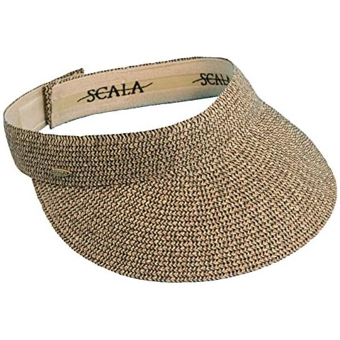 Scala Women's Sun Visor Straw Boating Hat Cover