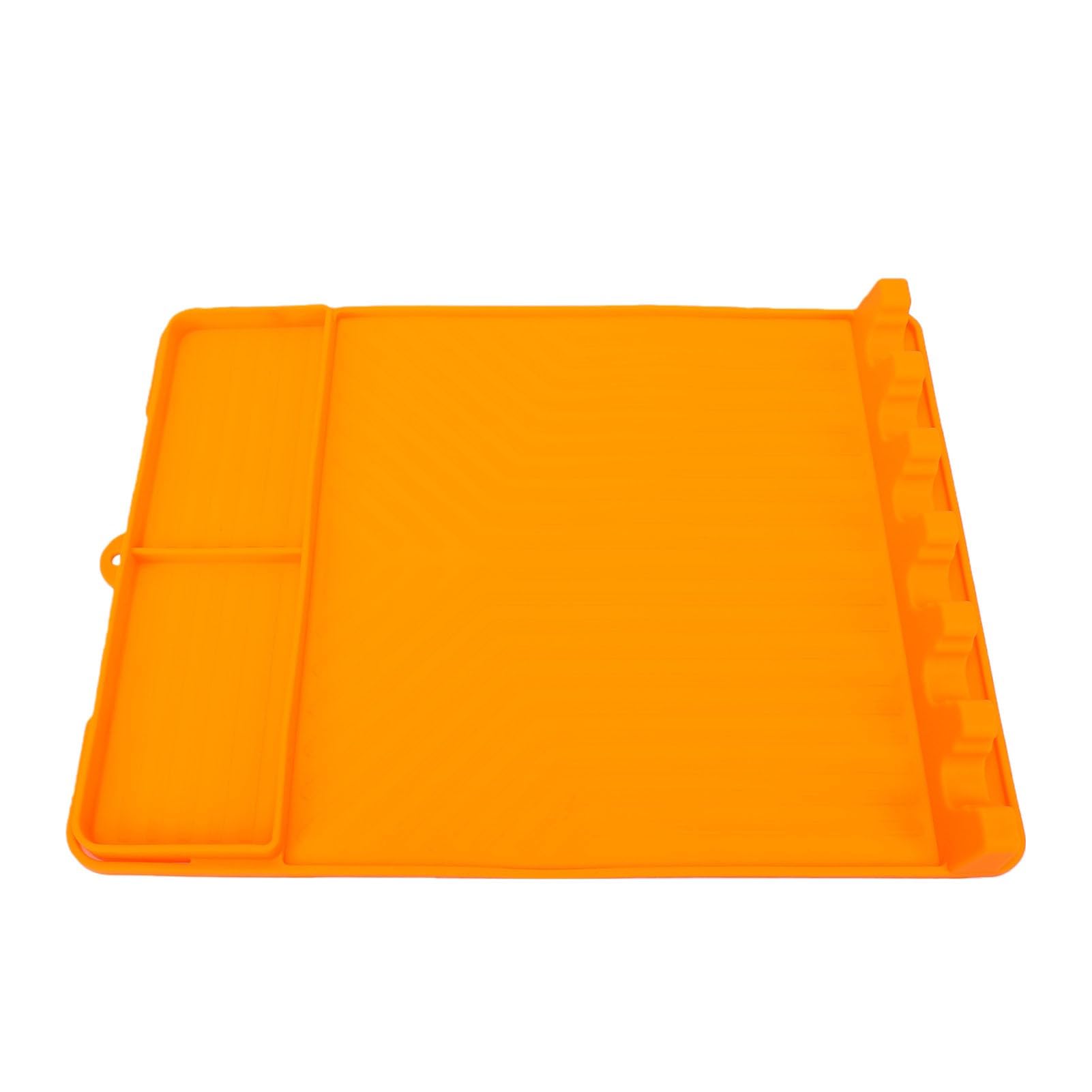 Tappetino Porta Spatola in Silicone, Resistente al Calore, Organizer per Barbecue, 40 X 30 Cm, Arancione