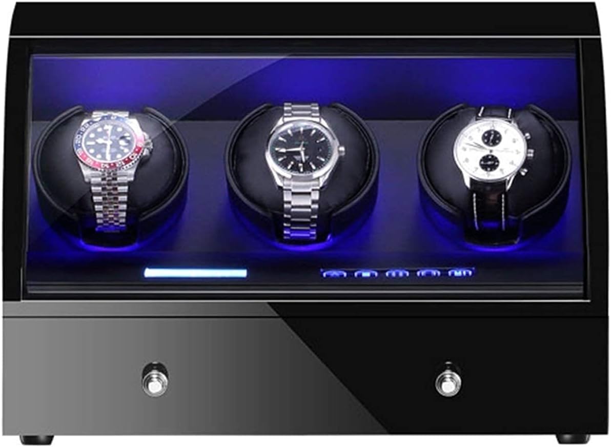 FENOKD Watches and Jewelry Automatic Watch Winder Box Wooden Storage Case LCD Touch Screen Soft Leather Watch Pillows