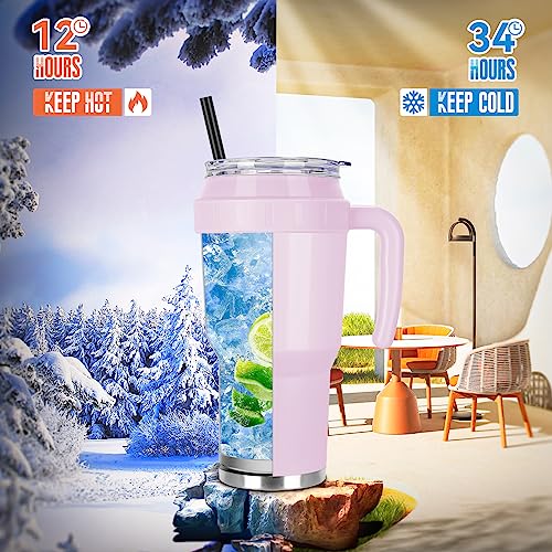 Vqrrcki 40 Oz Tumbler With Handle - Stainless Steel Vacuum Insulated Mug Cup With Lid And Straw, Keeps Cold For 34 Hours Or Hot For 12 Hours - Sweat Proof, Leak Proof, Dishwasher Safe1 #TOP1