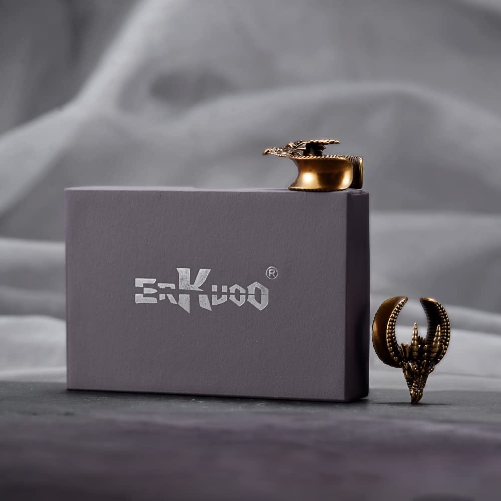 ERKUOO 2 szt. otwór siodło tunel do uszu czaszka rogi zatyczka do uszu mierniki do uszu piercing ekspander szpilki rozciągacze moda piercing ciała biżuteria kolczyki prezent 8 mm-25 mm