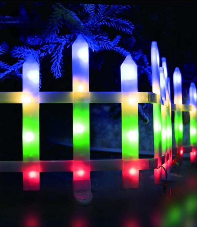 NLIGHTING® Recinto Luminoso in PVC Cancelletto Staccionata Luminosa LED di Protezione per Cani Gatti Bambini Albero di Natale Presepe Giardino BIANCO 3METRI ESTENDIBILE