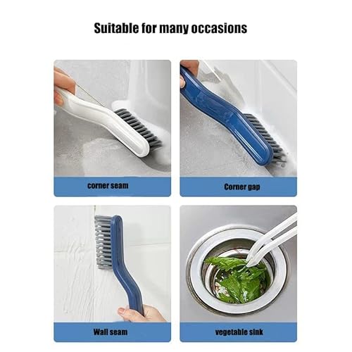 Multifunctional Floor Gap Brush, 2 In 1 Clip-Bristle Window Cleaning Brush, Bathroom Cleaning Brush Crack Brush, For Wall And Floor Tile Windows (Blue - 2Pcs) #TOP4