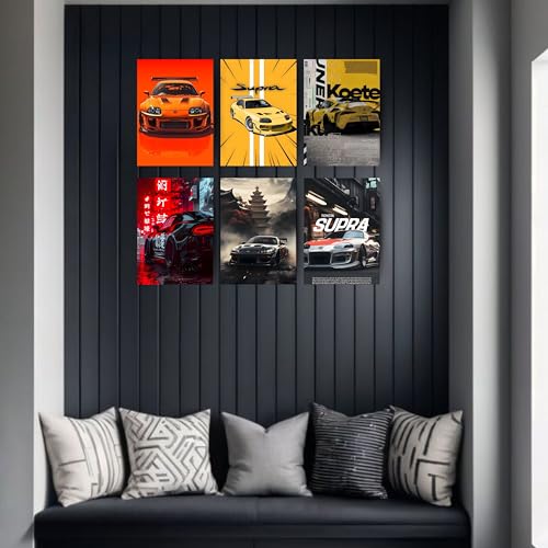 Image of Posters Inc Sports Cars Posters for Wall A4 Size Aesthetic Setup 300 GSM Matte Paper Pack of 6 Automotice Motorsport Decor for Gaming Room, Bedroom, Home, Office & Living Room Glue Dots Included