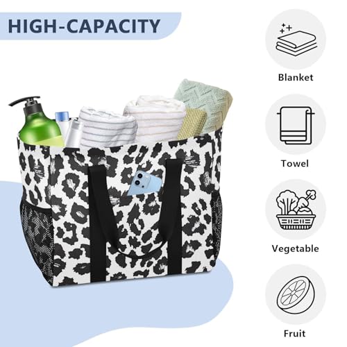 Nander Beautiful Leopard Print Texture Foldable Tote Bag Waterproof Sandproof Women Beach Bag Handbag Gym Bag4