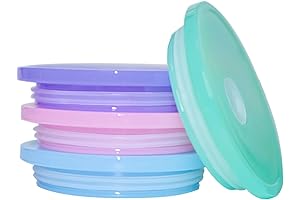 4 Pack Acrylic Lids for Glass Cups with Bamboo Lids