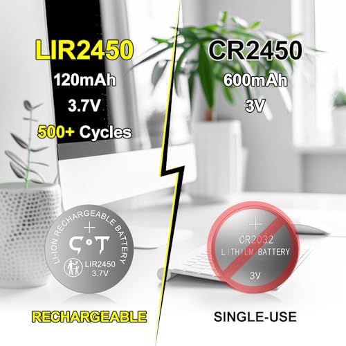 CT-ENERGY Rechargeable cr2450 Lithium Batteries 6pcs for Sensors 3.7V High Capacity 120mAh Lir2450 Battery Replace 3V CR2450 - Image 7