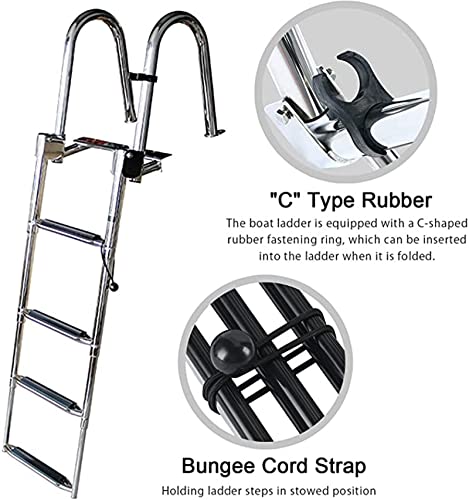 Escalera telescópica para barco 4 peldaños acero inoxidable miniatura 5