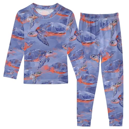 senya Fire Ice Turtle Pajamas Set Long Sleeve Soft Cotton Sleepwear 2 Piece