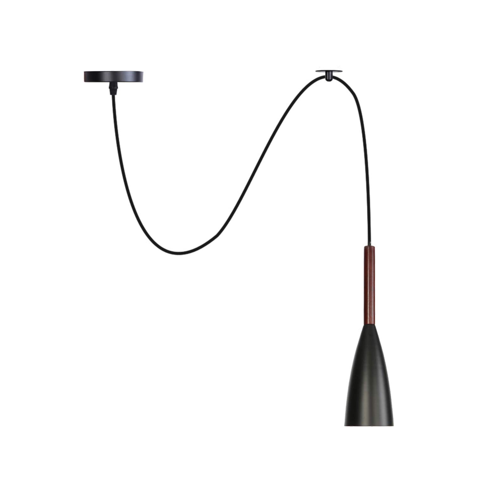 Lampe Suspendue en Métal Noir 1 Lumière Plafonnier Réglable à Monter