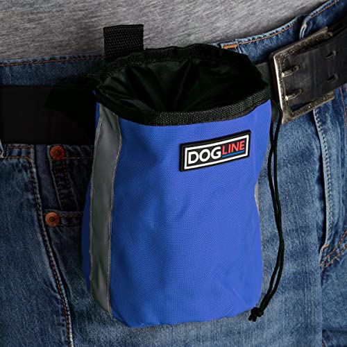 Image of Dogline Dog Treat Pouch: Puppy Training Bag, Pet Kibbles and Snacks Holder, Litter Waste Bags Dispenser with Adjustable Drawstring Closure, Large Capacity with Mesh Pocket, Strong Nylon Material