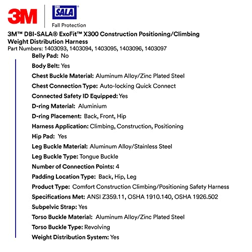 Image of DBI-SALA 3M Comfort Construction Weight Distribution Climbing /Positioning Safety Harness