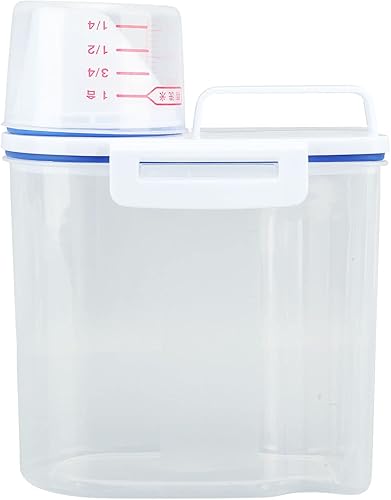Miniatura 1 de Contenedor de almacenamiento de arroz, dispensador de arroz de plástico con taza medidora, dispensador hermético de granos con escala Claer,