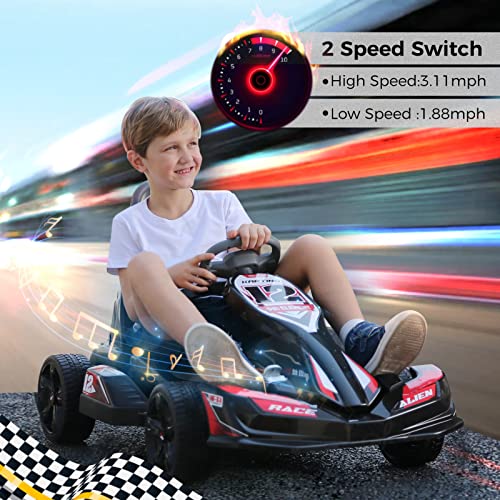 Elemara Electric Go Kart For Kids, 12V 2Wd Battery Powered Ride On Cars With Parent Remote Control For Boys Girls,Vehicle Toy Gift With Adjustable Seat,Safety Belt,Usb Port,Horn,Black #TOP1
