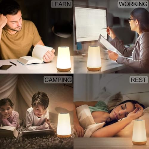 Image of RGB Touch Night Lamp | 7 Color Changing LED Bedside Lamp | Rechargeable Table Lamp | Dimmable Touch Control Night Light for Bedroom, Kids Room, Reading & Relaxation