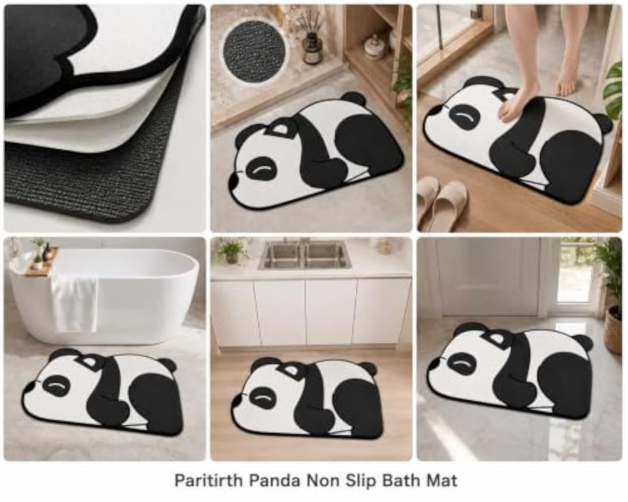 Cute Panda Bath Mat, Super Absorbent Quick Drying