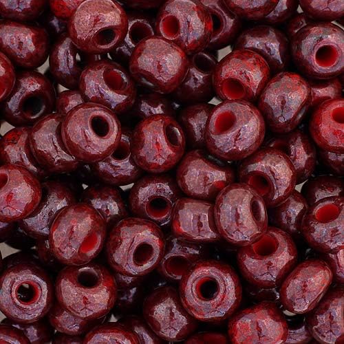 John Bead 500g 1/0 Czech Glass Seed Beads (6.6mm Diameter) Rocaille Opaque Red Luster DIY Jewelry Making Beads by Preciosa (Jablonex)