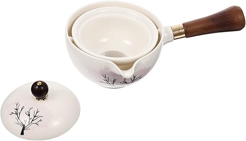 Tetera de cerámica con mango lateral con aislamiento de hojas sueltas, tetera turca de cerámica de hojas sueltas, hervidor de té de cerámica