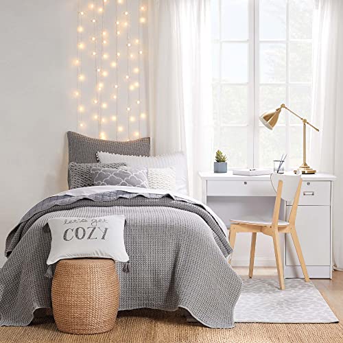 Image of Levtex Home - Mills Waffle - Twin Quilt Set - Grey Cotton Waffle - Quilt Size (68 x 86in.), Sham Size (26 x 20in.)