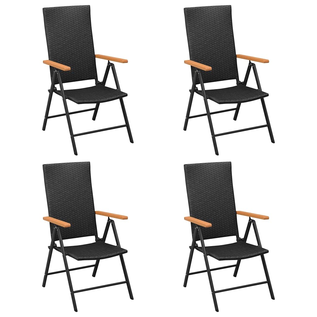 Juego de comedor industrial de 3 piezas, muebles de exterior negros y marrones con sillas reclinables ajustables y mesa superior de cristal, hechos de ratán de polietileno duradero y aluminio 5
