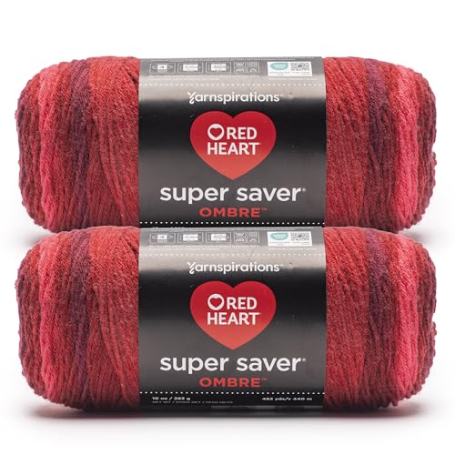 Image of Red Heart Super Saver Ombre Tomato Yarn - 2 Pack of 283g /10oz - 100% Acrylic - #4 Worsted (Medium) - 482 Yards - Knitting /Crochet