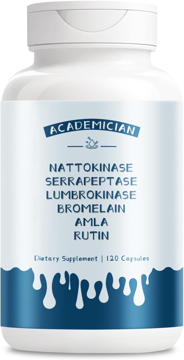 Nattokinase Supplement Bromelain 5000mg Lumbrokinase Amla with Serrapeptase 120,000 SPU Rutin Extract Capsules – 120 Count Nattokinase Supplement Bromelain 5000mg Lumbrokinase Amla with Serrapeptase 120,000 SPU Rutin Extract Capsules – 120 Count
