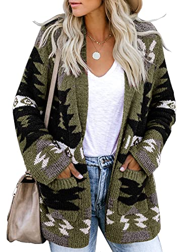 FERBIA Women Boho Cardigan Aztec Open Front Loose...