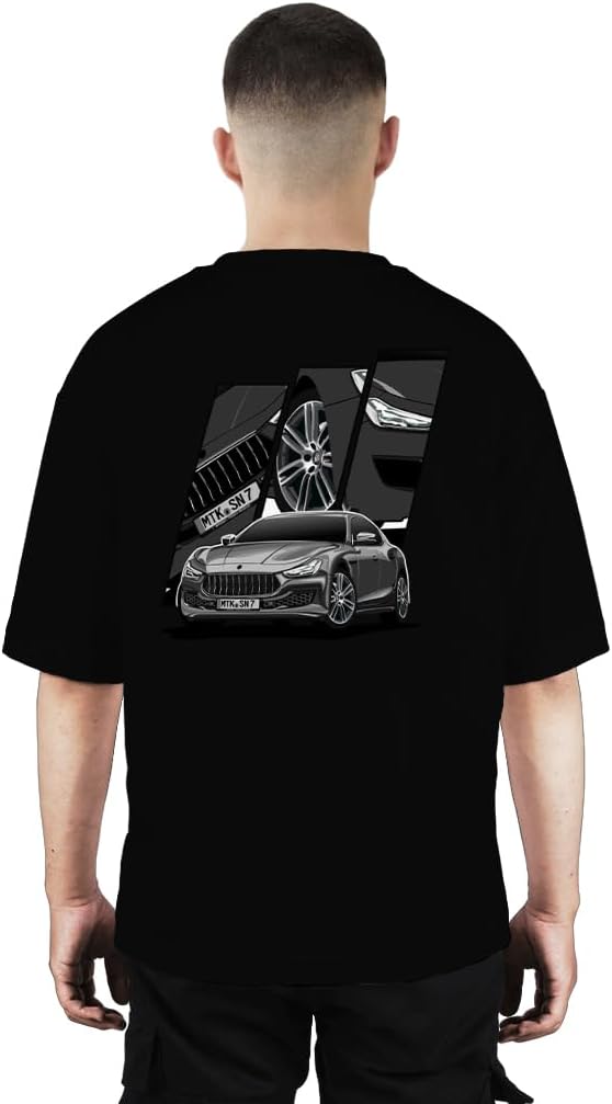 Buy That Trendz Oversized T Shirt Men Maserati Ghibli Printed Oversized Baggy Fit Cotton Drop Shoulder Half Sleeve Tshirt