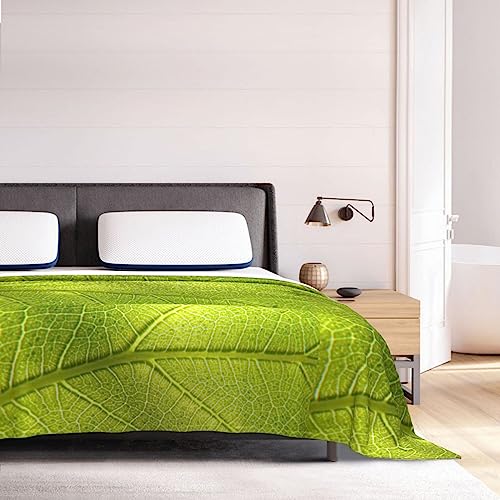 Couverture veines de feuilles vertes pour des soirées cocooning chaleureuses sur le canapé - 8