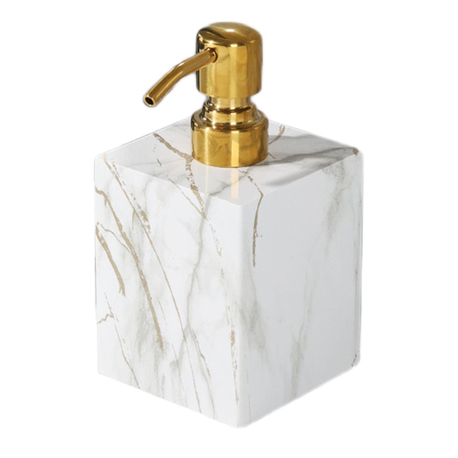 PIXZCSA Stylish Marble Texture Manual Soap Dispenser Liquid Refillable Bottle Durable Bathroom Countertop Anti Slip Secure Usage Restroom Bathroom Soap