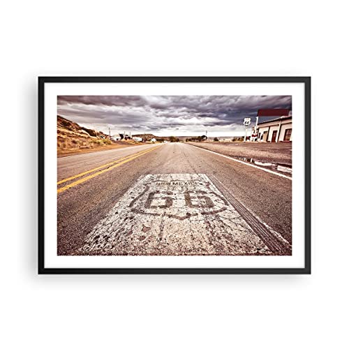 ARTTOR Impresión en un marco Póster En marco negro Ruta 66 Ee.Uu California Viaje America - 70x50 cm - Poster Imagen Impresión Cuadros Decoracion Cuadros Modernos Poster de pared - P2BAA70x50-2712 Cover