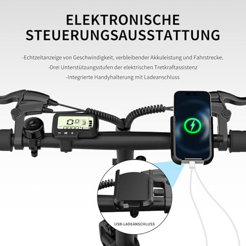 ESKUTE D100 E-Bike Klapprad 16 x 2,5 Zoll, Elektrofahrrad für Herren & Damen, Fatbike mit Abnehmbarem 36V...