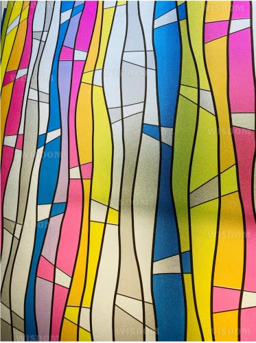 Image of WISDOM Window Privacy Glass Self Adhesive Decorative for Door /Bathroom /Window Heat Control Film (12x84 /Inch, Color Waves Frosted)