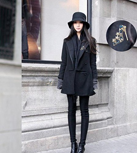 Shuiniba High Heels Shoes Shape Brooch Pin for Women Brides Created Brooch Size 4.2×3.9cm2