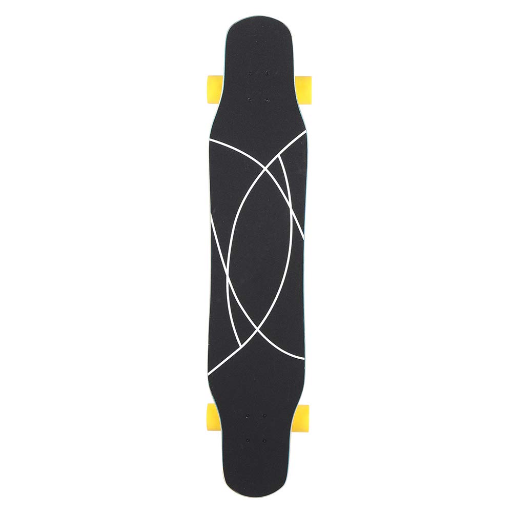 Longboard Portable Antidérapant élégant de 46 Pouces pour Adolescents et Adultes, Planche en érable de qualité Supérieure avec Roues à Haute élasticité pour Danser la Rue Fantaisie